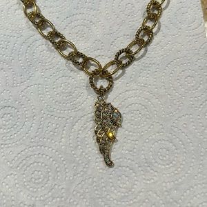 Kirk’s Folly “Fly Home Angel” gold link necklace.